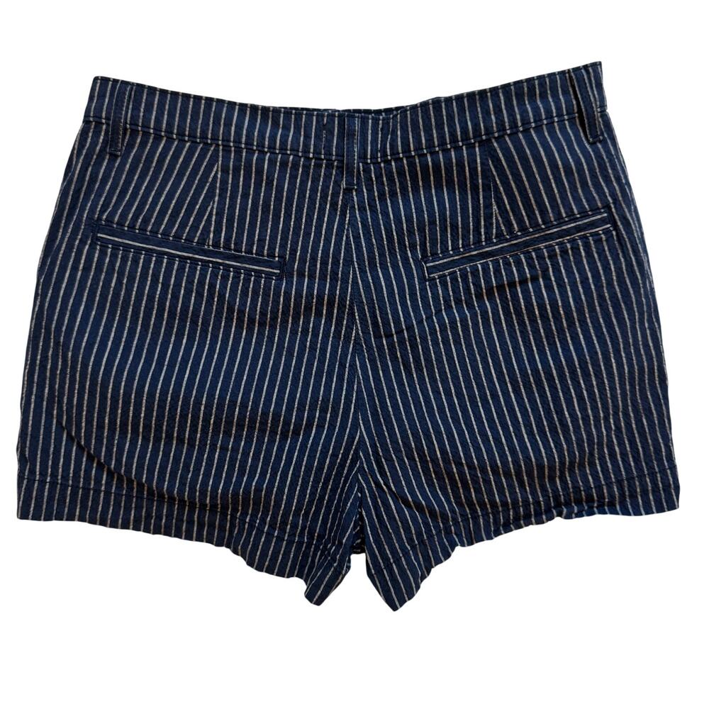 L'AGENCE Jameson High Rise Shorts Size 28 Navy Stripe Seersucker Cotton Linen - Picture 5 of 16